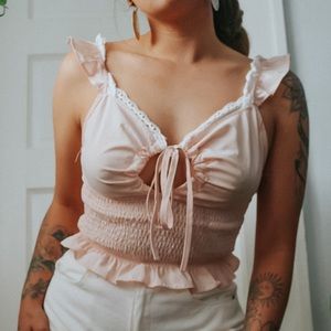 Pink crop ruffle top